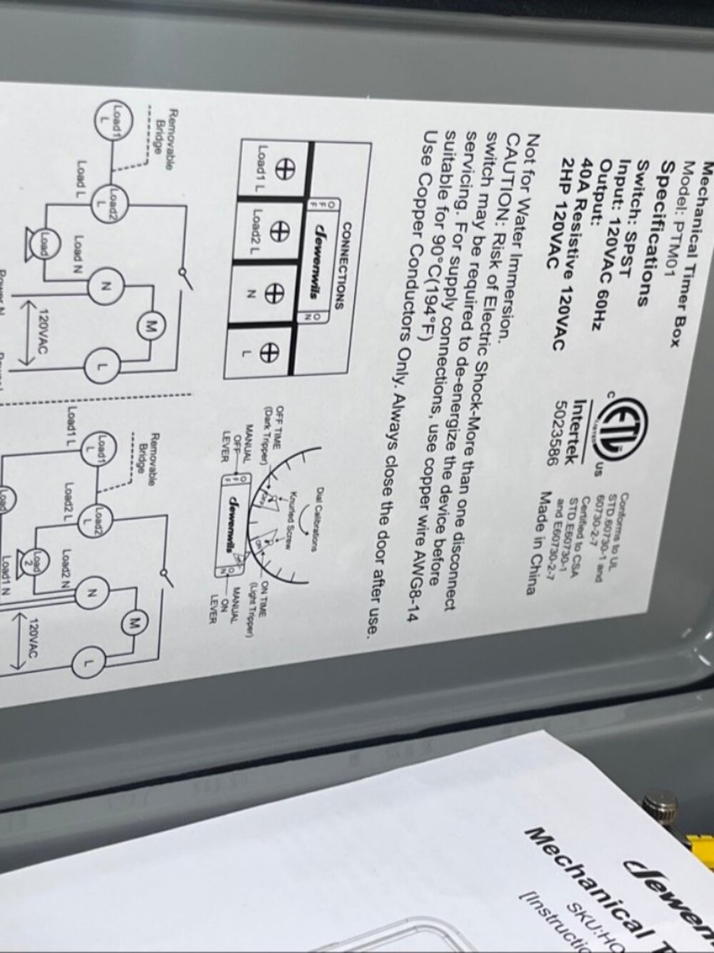 DEWENWILS HOMT01C Mechanical Timer Box 40A Pool Pump Timer NEW